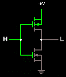 Электрическая схема NOT-гейта